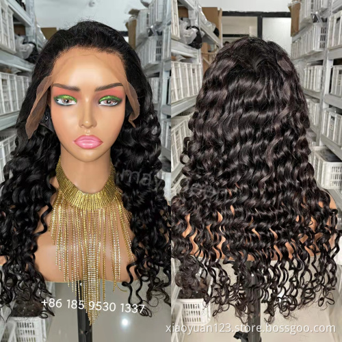 12A Double Drawn Egg Curl HD Transparent Swiss Lace Frontal  Natural Color Hair Wigs Unprocessed Raw indian Hair Human Hair Wigs